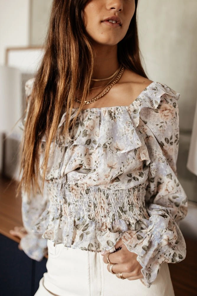 DRESS FORUM Long Sleeve Laila Floral Blouse 6 DRESS FORUM Long Sleeve Laila Floral Blouse