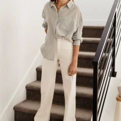 FUN 2 FUN Tops Larissa Button Down Blouse In Sage