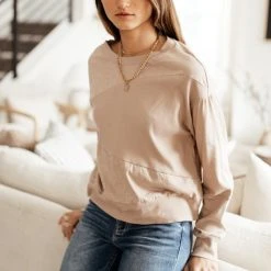 GINGER G Tops Elena Top In Taupe