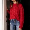 Vero Moda Leah Sweater In Red Sweaters 1 Vero Moda Leah Sweater In Red Sweaters