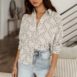 FUN 2 FUN Tops Kinsley Button Down Blouse