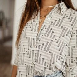 FUN 2 FUN Tops Kinsley Button Down Blouse