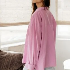 FUN 2 FUN Larissa Button Down Blouse In Pink Tops