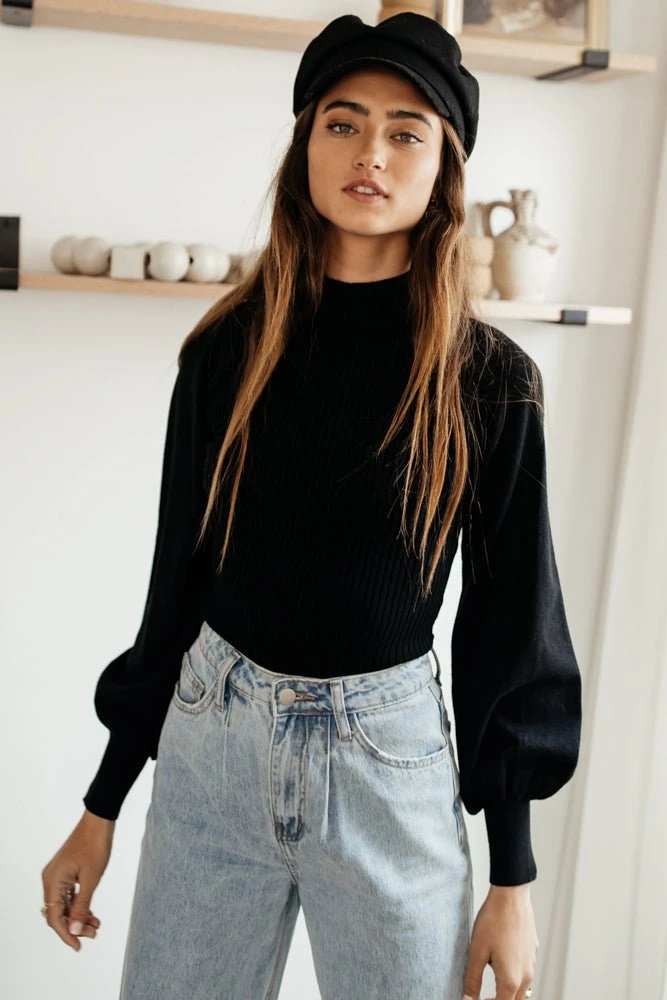 PROMESA Sweaters Emily Ribbed Bodysuit In Black 3 PROMESA Sweaters Emily Ribbed Bodysuit In Black