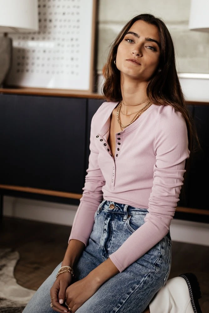 WORUI Ivanna Henley Top In Lavender 5 WORUI Ivanna Henley Top In Lavender