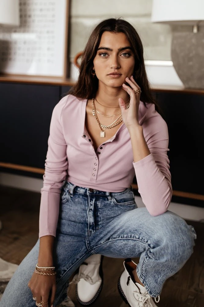 WORUI Ivanna Henley Top In Lavender 4 WORUI Ivanna Henley Top In Lavender