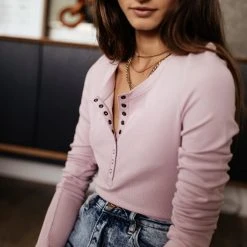 WORUI Ivanna Henley Top In Lavender