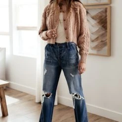 LISTICLE Yulia Cropped Cardigan In Blush - FINAL SALE Tops