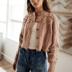 LISTICLE Yulia Cropped Cardigan In Blush - FINAL SALE Tops