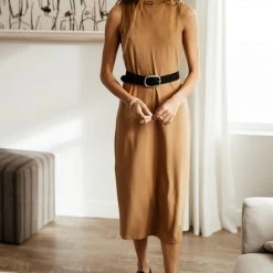 Fresh Markdowns Vero Moda Francoise Turtleneck Dress In Brown - FINAL SALE