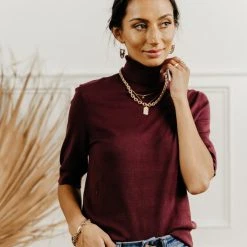 Vero Moda Thea Sweater Top In Burgundy - FINAL SALE Sweaters