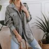 Mustard Seed Meret Shirt Jacket In Grey