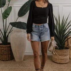 CRESCENT Melanie Cut Out Top Long Sleeve