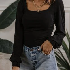 CRESCENT Melanie Cut Out Top Long Sleeve