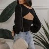 CRESCENT Melanie Cut Out Top Long Sleeve