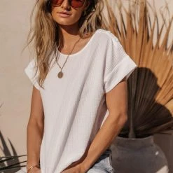 Maize Tops Isha Ribbed Top In White