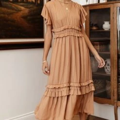 WORUI New Arrivals Willa Ruffle Dress In Peach