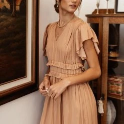 WORUI New Arrivals Willa Ruffle Dress In Peach