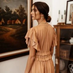 WORUI New Arrivals Willa Ruffle Dress In Peach