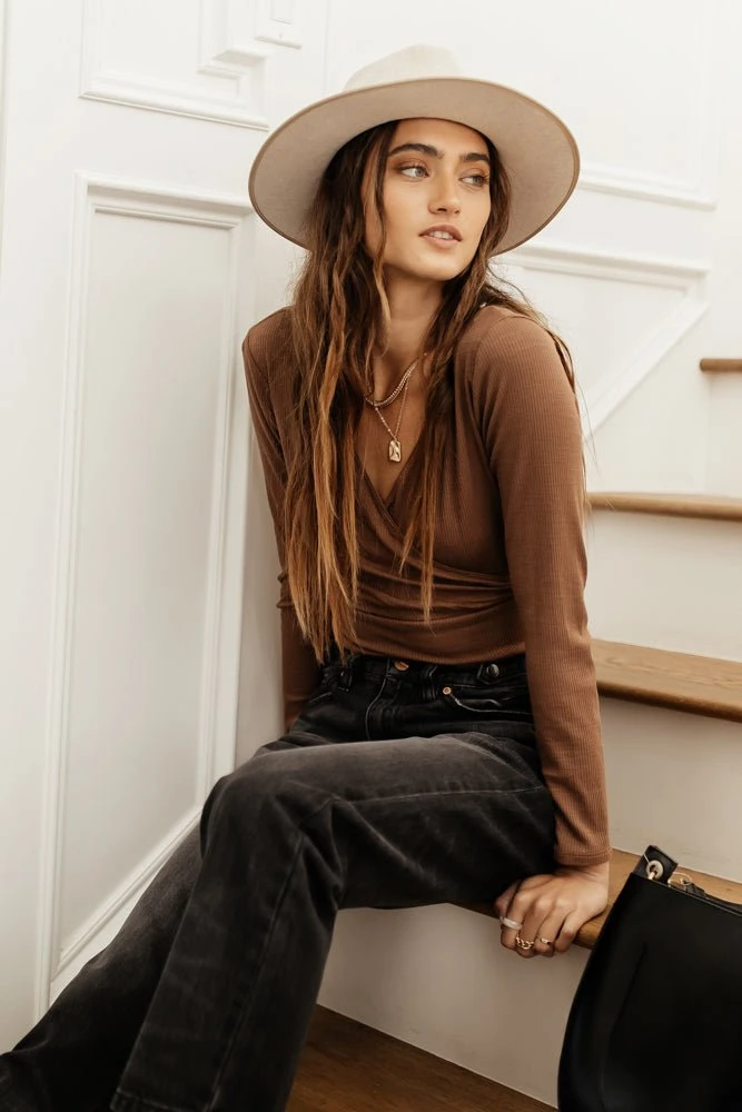 LUSH CLOTHING Harley Ribbed Top In Brown Tops 8 LUSH CLOTHING Harley Ribbed Top In Brown Tops