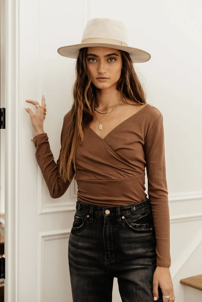 LUSH CLOTHING Harley Ribbed Top In Brown Tops 3 LUSH CLOTHING Harley Ribbed Top In Brown Tops