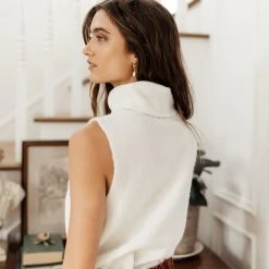 Vero Moda Lia Sweater Vest In Ivory Sweaters