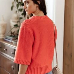 SINA Tops Everly Cardigan In Coral