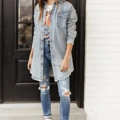 WORUI Tymberlee Shirt Jacket In Medium Wash Denim