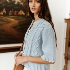 SINA Tops Everly Cardigan In Blue 18 SINA Tops Everly Cardigan In Blue