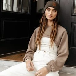 Sweaters Vero Moda Alia Ultra-Cropped Sweater In Taupe