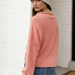 WORUI Fresh Markdowns Rhonda Mock Neck Top In Coral - FINAL SALE