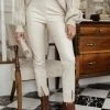 AARON & AMBER Karina Vegan Leather Pants In Beige
