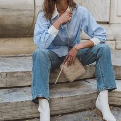 AARON & AMBER Work Edit Kathryn Button Up Shirt In Light Blue