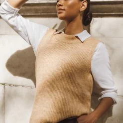 Vero Moda Daniil Long Vest In Tan - FINAL SALE