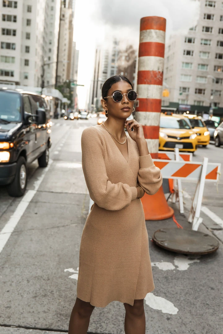 Vero Moda Alexandria Knitted Dress In Tan - FINAL SALE 4 Vero Moda Alexandria Knitted Dress In Tan - FINAL SALE