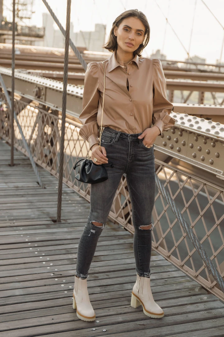 AARON & AMBER Work Edit Melrose Vegan Leather Shirt 6 AARON & AMBER Work Edit Melrose Vegan Leather Shirt