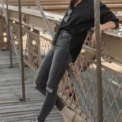 AARON & AMBER Kathryn Button Up Shirt In Black - FINAL SALE