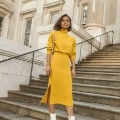 SINA Ulrich Sweater Dress In Mustard - FINAL SALE Work Edit