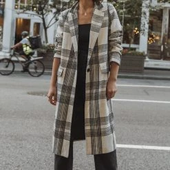 QIZHEN Natalya Plaid Coat Outerwear