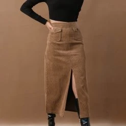 LISTICLE Ninette Maxi Skirt In Mocha