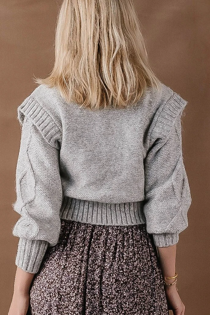 Sweaters Vero Moda Helga Cable-Knit Sweater In Grey - FINAL SALE 4 Sweaters Vero Moda Helga Cable-Knit Sweater In Grey - FINAL SALE