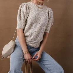 Sweaters Vero Moda Alisa Short Sleeve Sweater In Taupe - FINAL SALE 16 Sweaters Vero Moda Alisa Short Sleeve Sweater In Taupe - FINAL SALE