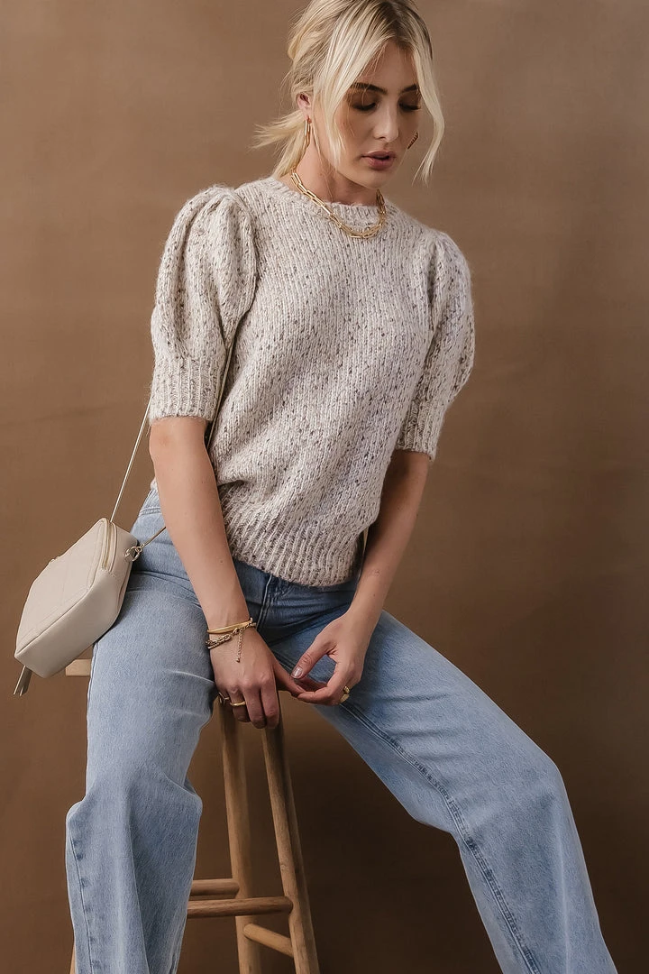 Sweaters Vero Moda Alisa Short Sleeve Sweater In Taupe - FINAL SALE 7 Sweaters Vero Moda Alisa Short Sleeve Sweater In Taupe - FINAL SALE