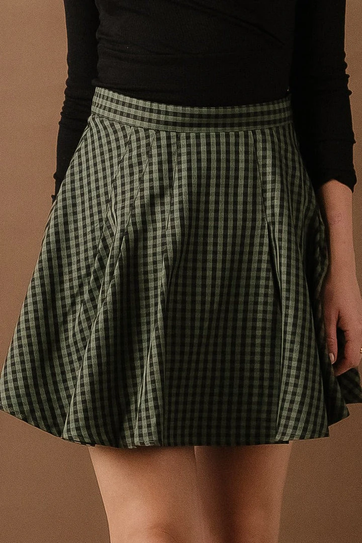 LISTICLE Skirts Gabby Pleated Gingham Skirt In Brown - FINAL SALE 9 LISTICLE Skirts Gabby Pleated Gingham Skirt In Brown - FINAL SALE
