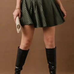 LISTICLE Skirts Gabby Pleated Gingham Skirt In Brown - FINAL SALE 17 LISTICLE Skirts Gabby Pleated Gingham Skirt In Brown - FINAL SALE