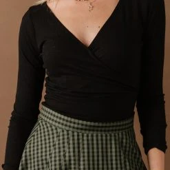 LUSH CLOTHING Harley Ribbed Top In Black