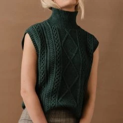 Vero Moda Viktoria High Neck Vest In Emerald - FINAL SALE Sweaters