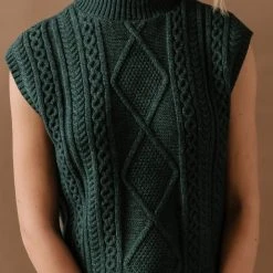 Vero Moda Viktoria High Neck Vest In Emerald - FINAL SALE Sweaters