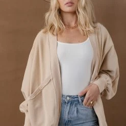 SINA Outerwear Mariana Cardigan In Natural - FINAL SALE