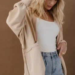 SINA Outerwear Mariana Cardigan In Natural - FINAL SALE
